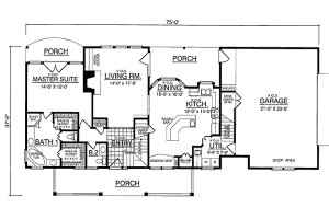 Floor Plan - Main Floor for Country House Plan #40-370 - 3 bed, 2.5 bath