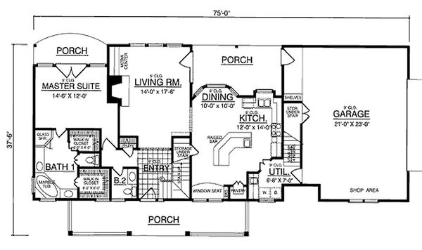 Country Floor Plan - Main Floor Plan #40-370