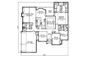 Floor Plan - Main Floor for European House Plan #52-230 - 4 bed, 3.5 bath