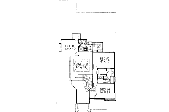 Floor Plan - Upper Floor for European House Plan #141-121 - 4 bed, 4.5 bath