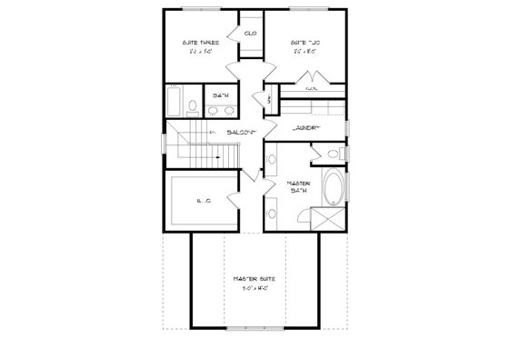 Floor Plan - Upper Floor for Tudor House Plan #413-873 - 4 bed, 3 bath