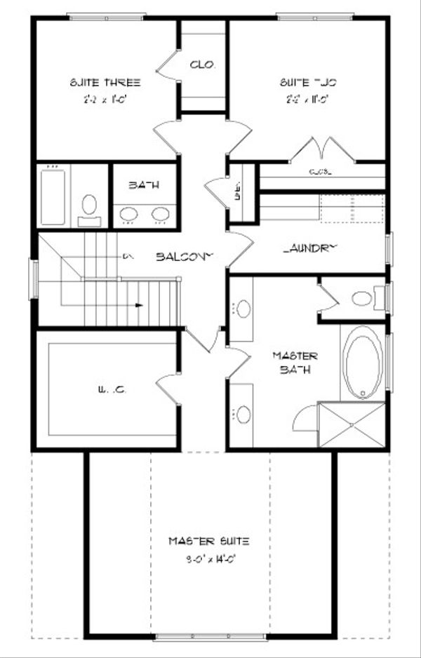Home Plan - Tudor Floor Plan - Upper Floor Plan #413-873