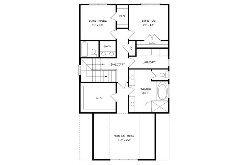 Dream House Plan - Floor Plan - Upper Floor for Tudor House Plan #413-873 - 4 bed, 3 bath