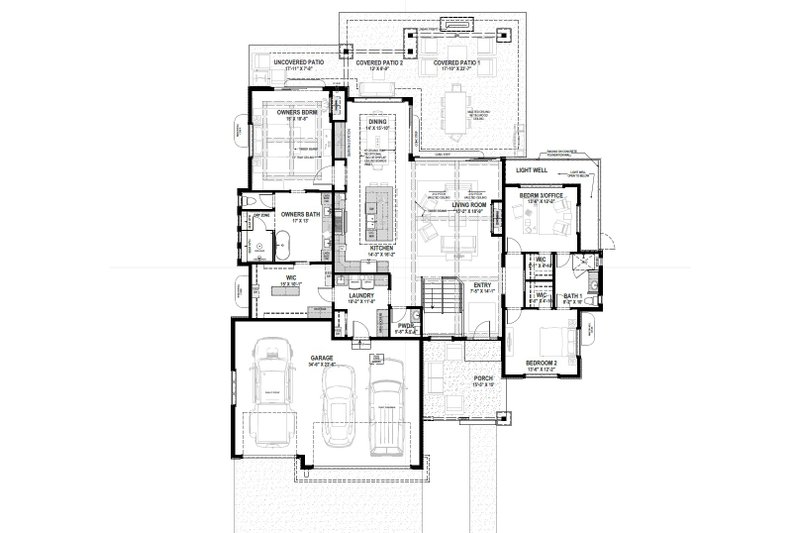 House Blueprint - Floor Plan - Main Floor for Farmhouse House Plan #1069-40 - 3 bed, 2.5 bath