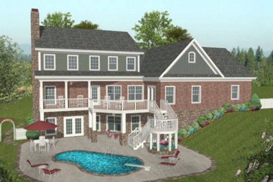 Exterior - Rear Elevation for Craftsman House Plan #56-584 - 4 bed, 4.5 bath