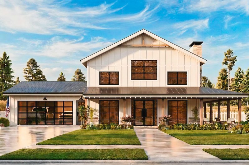 House Blueprint - Exterior - Front Elevation 2 for Farmhouse House Plan #54-687 - 3 bed, 2.5 bath