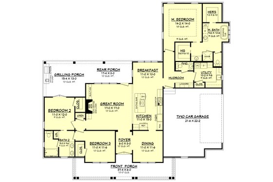 Floor Plan - Main Floor for Farmhouse House Plan #430-163 - 3 bed, 2.5 bath