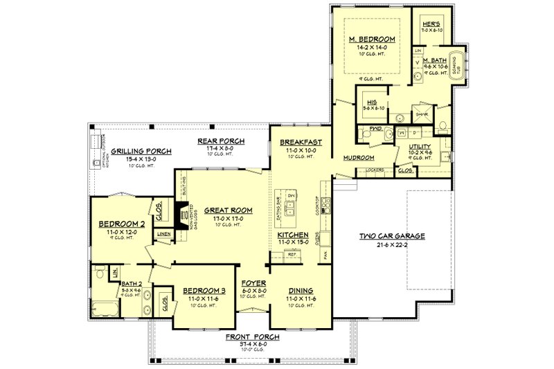 Dream House Plan - Floor Plan - Main Floor for Farmhouse House Plan #430-163 - 3 bed, 2.5 bath