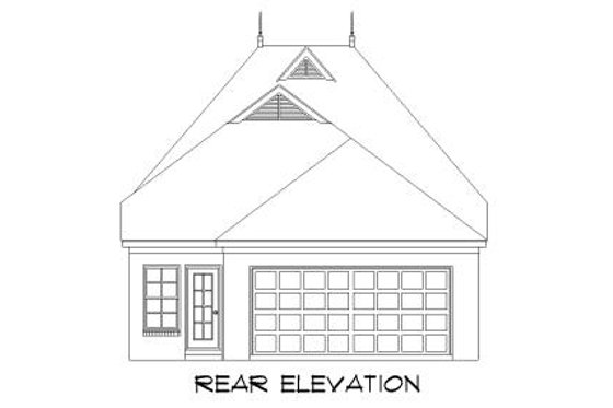 Exterior - Rear Elevation for European House Plan #424-121 - 3 bed, 2 bath