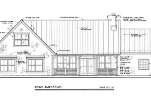 Exterior - Rear Elevation for Ranch House Plan #140-103 - 3 bed, 3 bath
