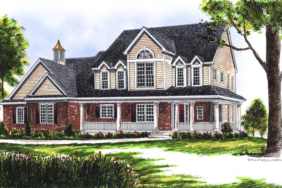 Exterior - Front Elevation for Southern House Plan #70-526 - 4 bed, 2.5 bath