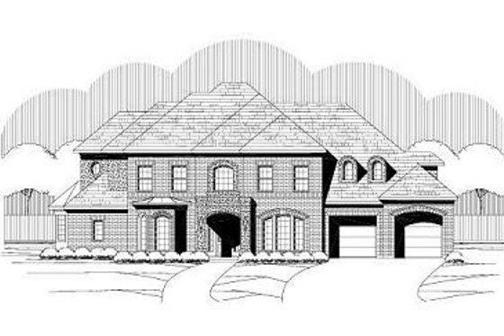 Exterior - Front Elevation for European House Plan #411-780 - 4 bed, 4.5 bath