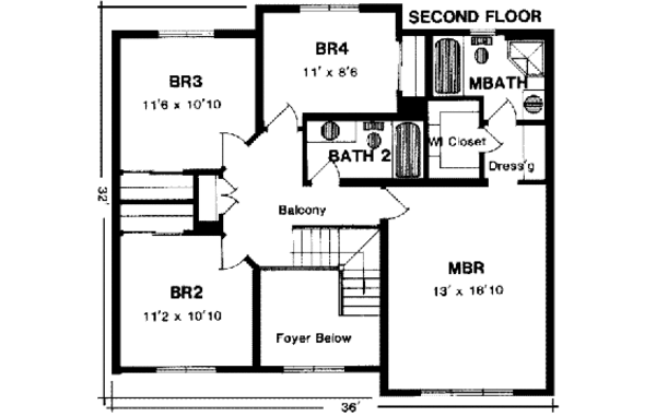Country Floor Plan - Upper Floor Plan #316-102