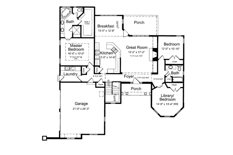 Home Plan - Floor Plan - Main Floor for Traditional House Plan #46-430 - 3 bed, 2 bath