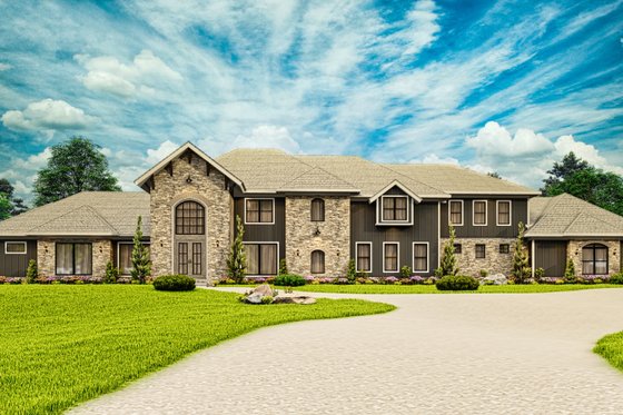 Exterior - Front Elevation 12 for European House Plan #54-586 - 7 bed, 7 bath