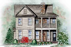 Southern Exterior - Front Elevation Plan #54-148