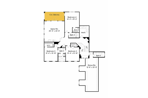 Floor Plan - Upper Floor for Classical House Plan #135-210 - 6 bed, 6.5 bath