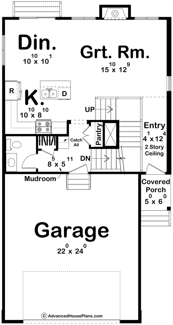House Blueprint - Floor Plan - Main Floor for Modern House Plan #455-785 - 3 bed, 2.5 bath