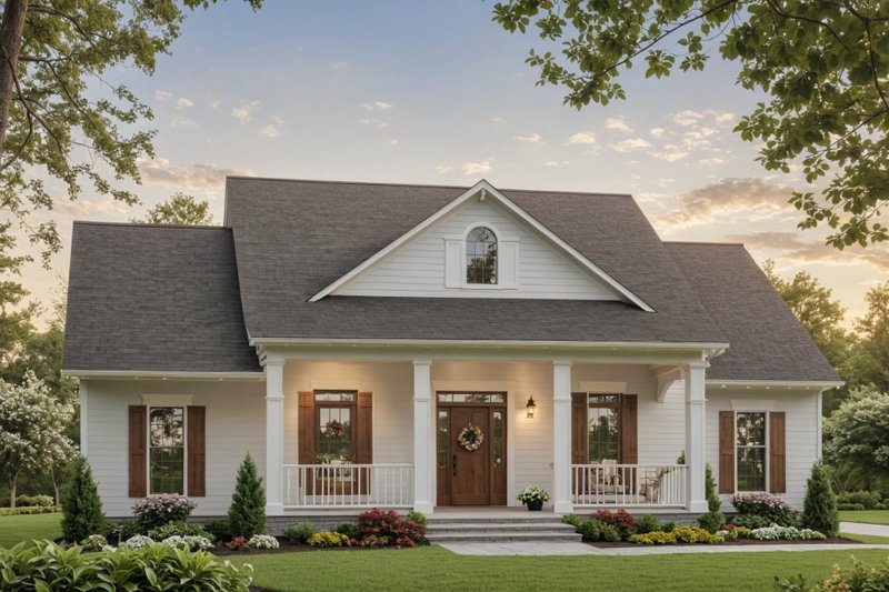 House Blueprint - Country Exterior - Front Elevation Plan #21-525