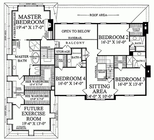 Architectural House Design - European Floor Plan - Upper Floor Plan #137-173