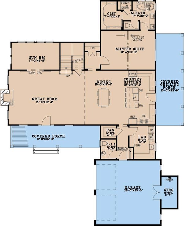 Home Plan - Floor Plan - Main Floor for Farmhouse House Plan #923-514 - 3 bed, 2.5 bath