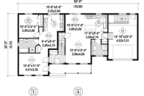 Floor Plan - Main Floor for Country House Plan #25-4559 - 5 bed, 4 bath