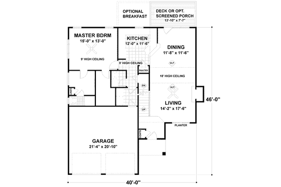 Floor Plan - Main Floor for Traditional House Plan #56-135 - 3 bed, 2.5 bath