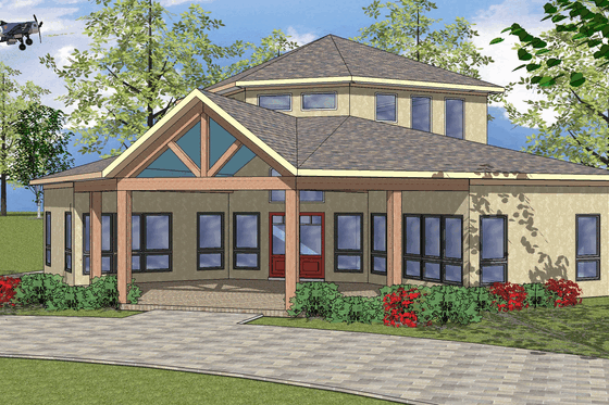 Exterior - Front Elevation for Contemporary House Plan #8-239 - 2 bed, 1 bath