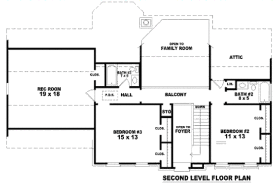 Floor Plan - Upper Floor for European House Plan #81-13648 - 3 bed, 2.5 bath