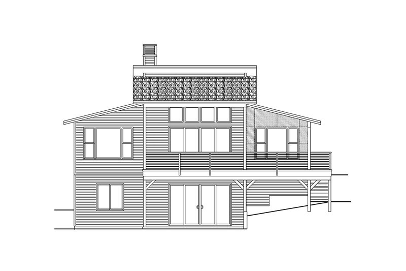 Architectural House Design - Exterior - Rear Elevation 1 for Contemporary House Plan #124-1374 - 4 bed, 3 bath