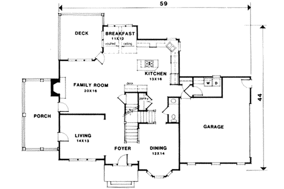 Floor Plan - Main Floor for Southern House Plan #129-131 - 4 bed, 3.5 bath