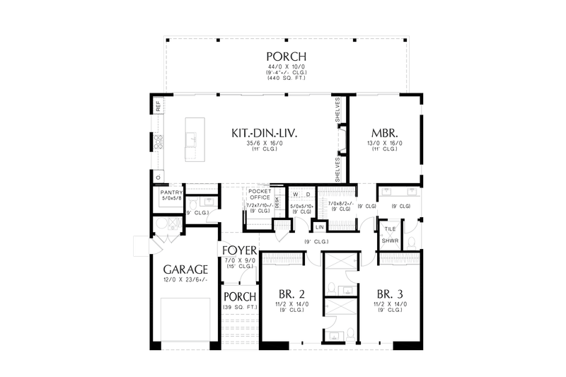 Home Plan - Floor Plan - Main Floor for Contemporary House Plan #48-1161 - 3 bed, 3.5 bath