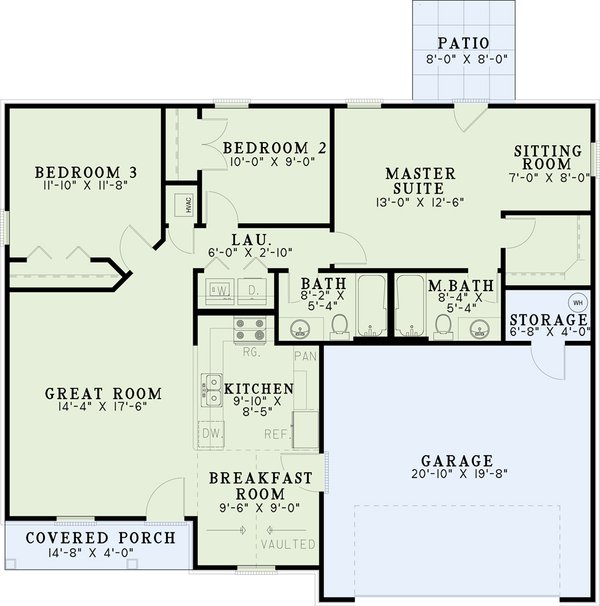 Architectural House Design - Traditional Floor Plan - Main Floor Plan #17-2128