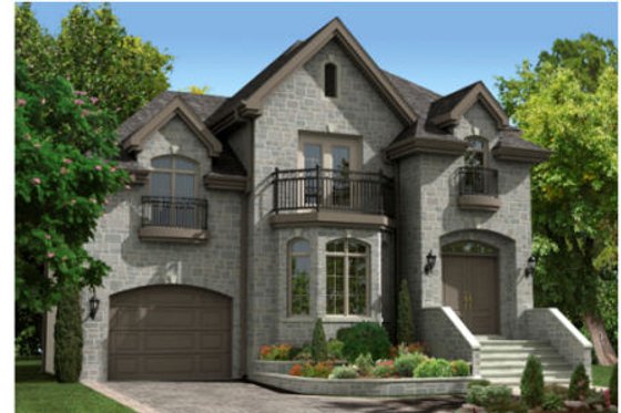Exterior - Front Elevation for European House Plan #138-250 - 3 bed, 2.5 bath