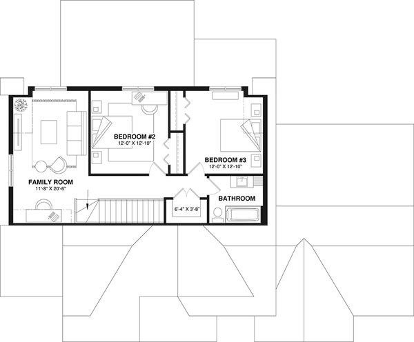 House Blueprint - Ranch Floor Plan - Upper Floor Plan #23-2837
