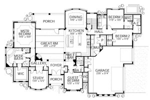 Floor Plan - Main Floor for Mediterranean House Plan #80-206 - 4 bed, 3.5 bath