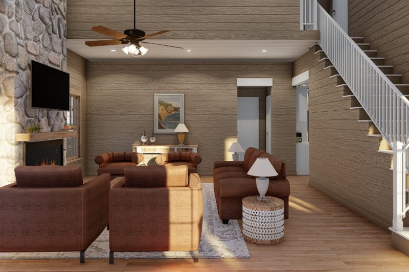 Home Plan - Interior - Family Room 1 for Cabin House Plan #923-389 - 3 bed, 2 bath