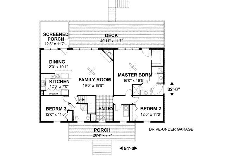 Architectural House Design - Floor Plan - Main Floor for Country House Plan #56-139 - 3 bed, 2 bath
