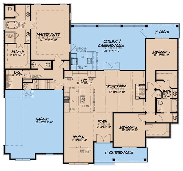 Architectural House Design - Craftsman Floor Plan - Main Floor Plan #923-65