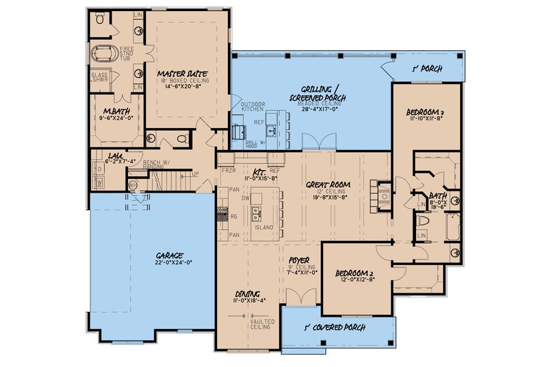 Home Plan - Floor Plan - Main Floor for Craftsman House Plan #923-65 - 3 bed, 3.5 bath