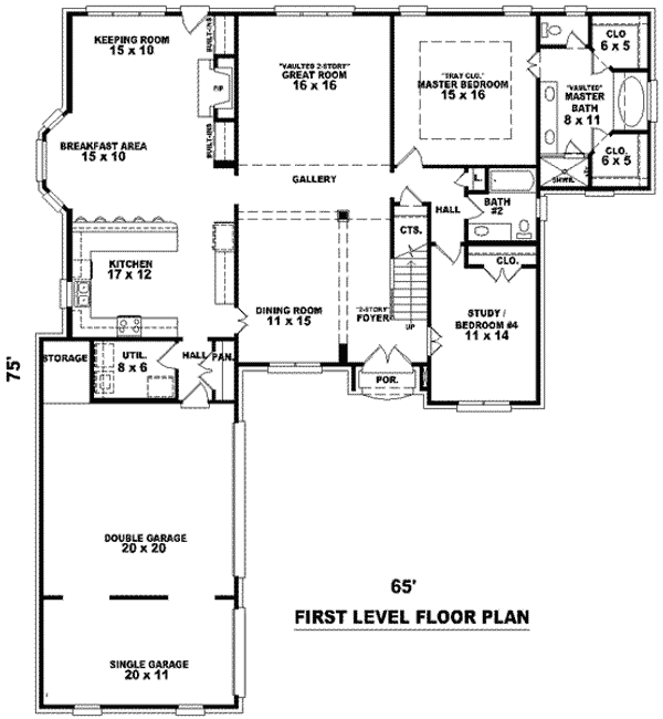Floor Plan - Main Floor for European House Plan #81-1146 - 3 bed, 3 bath