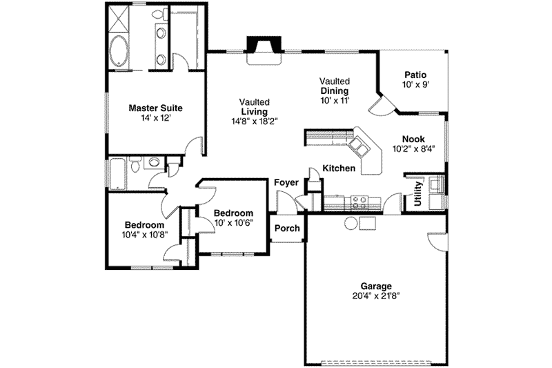 Home Plan - Floor Plan - Main Floor for Modern House Plan #124-478 - 3 bed, 2 bath