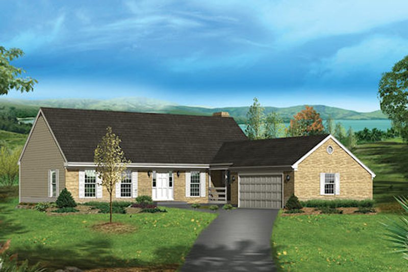 Architectural House Design - Country Exterior - Front Elevation Plan #57-539