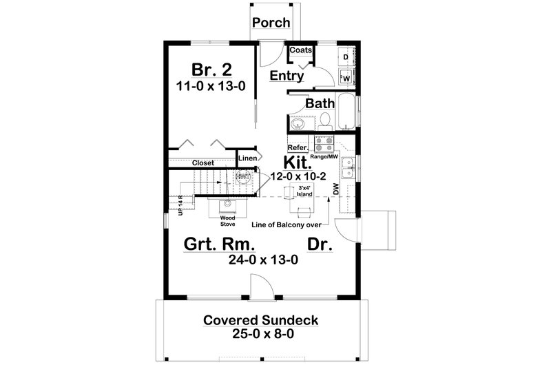 Dream House Plan - Floor Plan - Main Floor for Cabin House Plan #126-243 - 2 bed, 2 bath