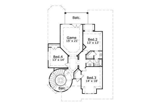 Floor Plan - Upper Floor for Mediterranean House Plan #411-589 - 4 bed, 2.5 bath