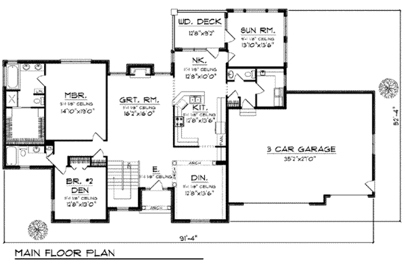 Home Plan - Floor Plan - Main Floor for European House Plan #70-820 - 4 bed, 4.5 bath