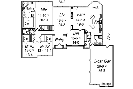 Floor Plan - Main Floor for European House Plan #329-311 - 5 bed, 3.5 bath