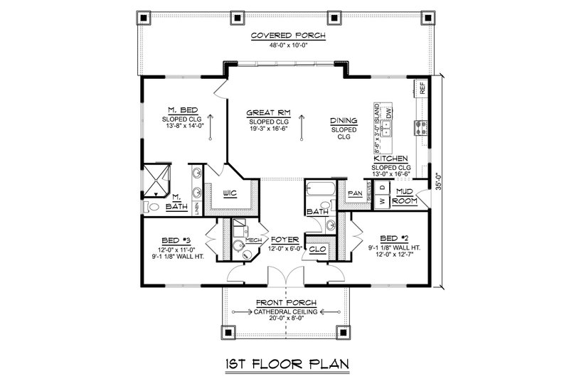 House Design - Floor Plan - Main Floor for Modern House Plan #1064-317 - 3 bed, 2 bath