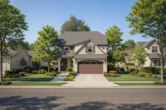 Exterior - Front Elevation 3 for European House Plan #20-1693 - 4 bed, 3 bath