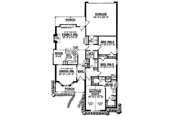 Floor Plan - Main Floor for Traditional House Plan #40-126 - 3 bed, 2 bath